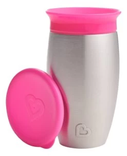 Munchkin Stainless Steel Miracle 360 Cup Roze Anti-Lek Beker 012370 Div