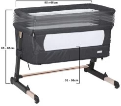 Babygo Together Zwart/Roségoud Wieg Aan Bed 4605 -Jollein Winkel babygo together zwart goud wieg aan bed 4605 1