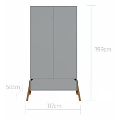 Bellamy Lotta Grey Babykamer: Ledikant/Juniorbed, Commode Met 6 Lades En 2-Deurskast -Jollein Winkel bellamy lotta grey 2 deurskast loszsz2d 3 2