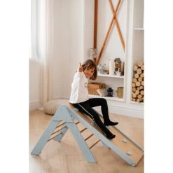 Luna Toys Blauw Houten Klimrek Met Glijbaan LU-36967 -Jollein Winkel blue 2