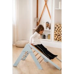 Luna Toys Blauw Houten Klimrek Met Glijbaan LU-36967 -Jollein Winkel blue 3