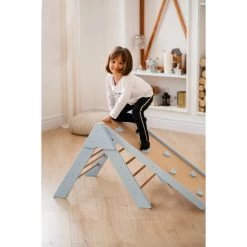 Luna Toys Blauw Houten Klimrek Met Glijbaan LU-36967 -Jollein Winkel blue 7