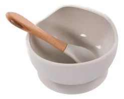 Bo Jungle B-Suction Bowl Grijs Kommetje Met Lepel B500600