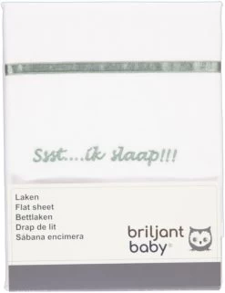 Briljant Ssst....ik Slaap!!! Stone Green 100x150 Cm Ledikantlaken 60R -Jollein Winkel briljant ssst stone green 100x150 cm ledikantlaken 60r