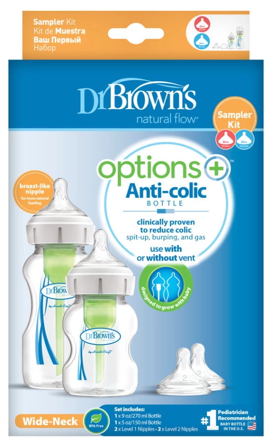 Dr. Brown's Options+ Anti-colic Samplerkit Brede Hals Fles WB02600-INTLX 4 Dr. Brown's Options+ Anti-colic Samplerkit Brede Hals Fles WB02600-INTLX - Afbeelding 2