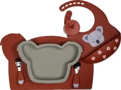 Tryco Koala Olive Gray Siliconen Bord TR-392817 -Jollein Winkel koala dark rust silicone collection 03 3