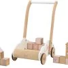 Label Label Roze Houten Loopwagen Met Blokken LLWT-24685