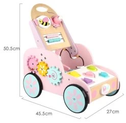 Eco Toys Roze Houten Activiteiten Loopwagen HC494888 -Jollein Winkel mamaloes eco toys roze houten activiteiten loopwagen hc494888 01