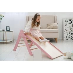 Luna Toys Roze Houten Klimrek Met Glijbaan LU-36974 -Jollein Winkel pink 1