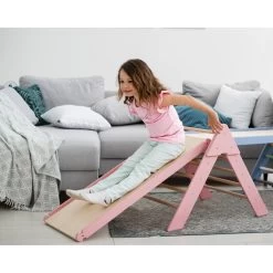 Luna Toys Roze Houten Klimrek Met Glijbaan LU-36974 -Jollein Winkel pink 3