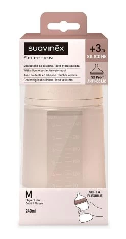 Suavinex Essence Pink Medium Flow 240 Ml Silicone Fles SXSEX20081207 -Jollein Winkel suavinex essence pink medium flow 240 ml silicone fles sxsex20081207 3