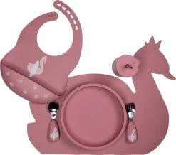 Tryco Dusty Rose Siliconen Bord TR-392818 -Jollein Winkel swan dusty rose silicone collection 01 3