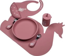 Tryco Dusty Rose Siliconen Bord TR-392818 -Jollein Winkel swan dusty rose silicone collection 02 3