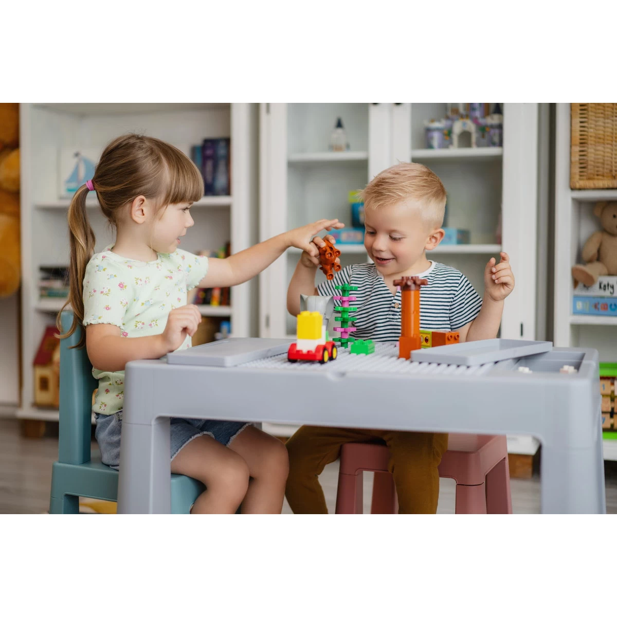 Tega Baby Teggi Grey/Old Rose/Turquoise Multifun 3-in-1 Tafel Met Twee Stoeltjes TI-011-174 6 Tega Baby Teggi Grey/Old Rose/Turquoise Multifun 3-in-1 Tafel Met Twee Stoeltjes TI-011-174 - Afbeelding 4